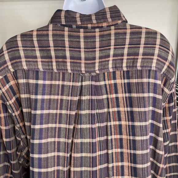 Carbon 2 Cobalt Men's Brown Plaid‎ Button Up Shirt Size L Classic Casual Rustic - Picture 8 of 14